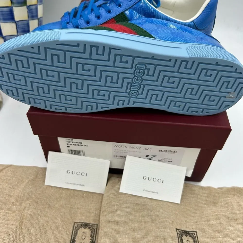 Men's Gucci ace crystal canvas low top sneakers size 7 fits 8US made in Italy